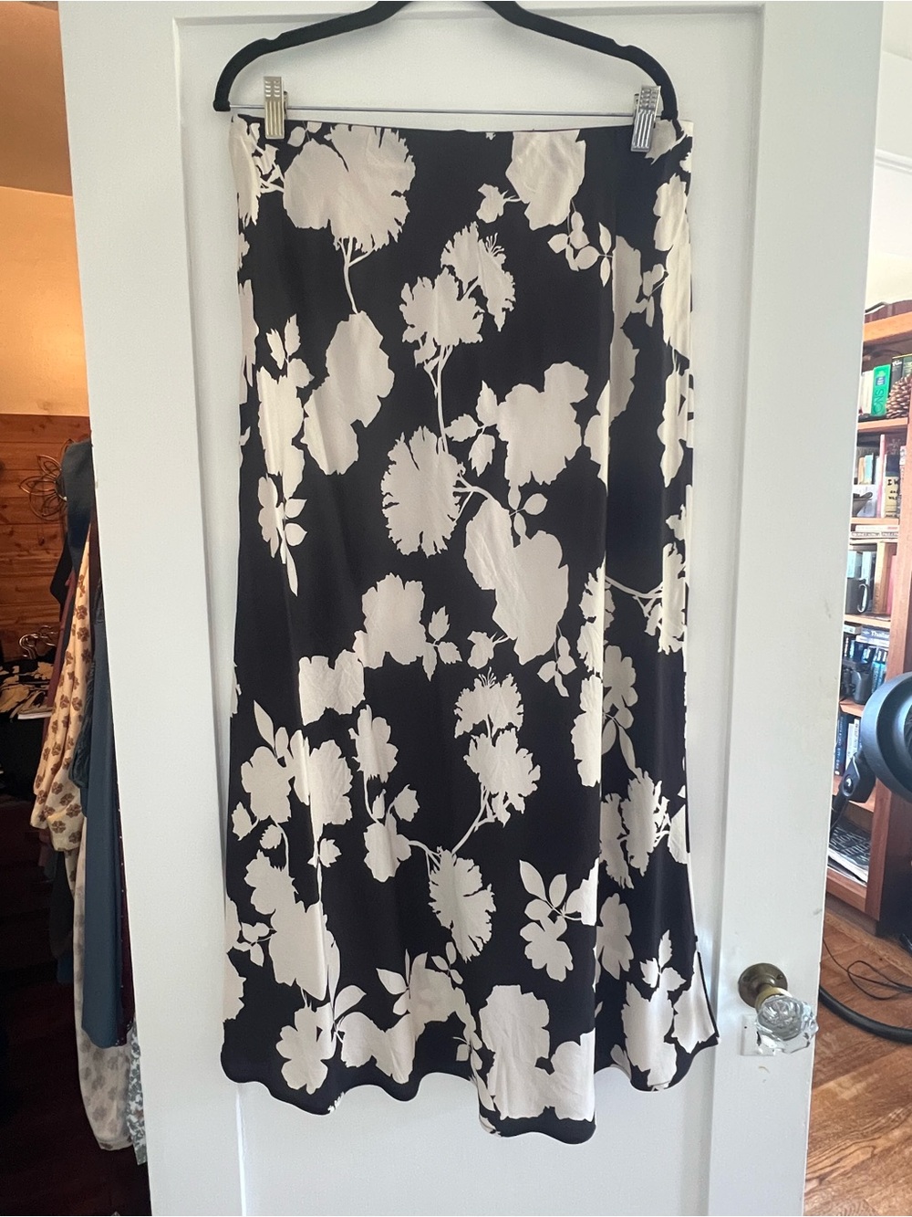 Amour Vert Black and White Floral Maxi Skirt